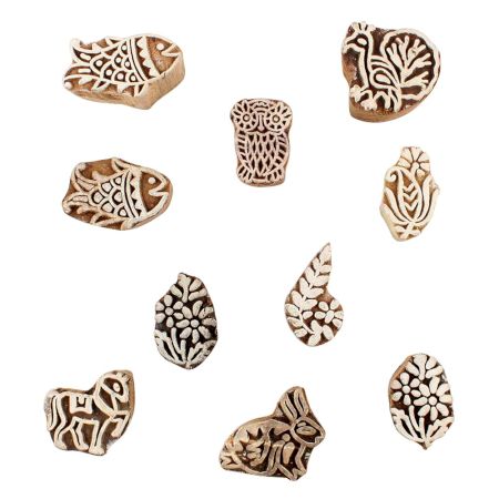 Set of 10 Piece New Mix Wooden Printing Block